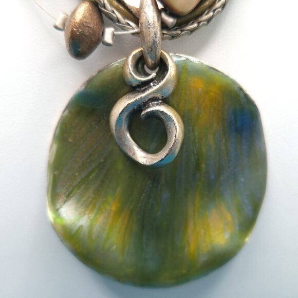 Chico's Beaded Necklace, Gemstones Shell, 6 Strands, Iridescent Metal, 19 Inches - Picture 5 of 10